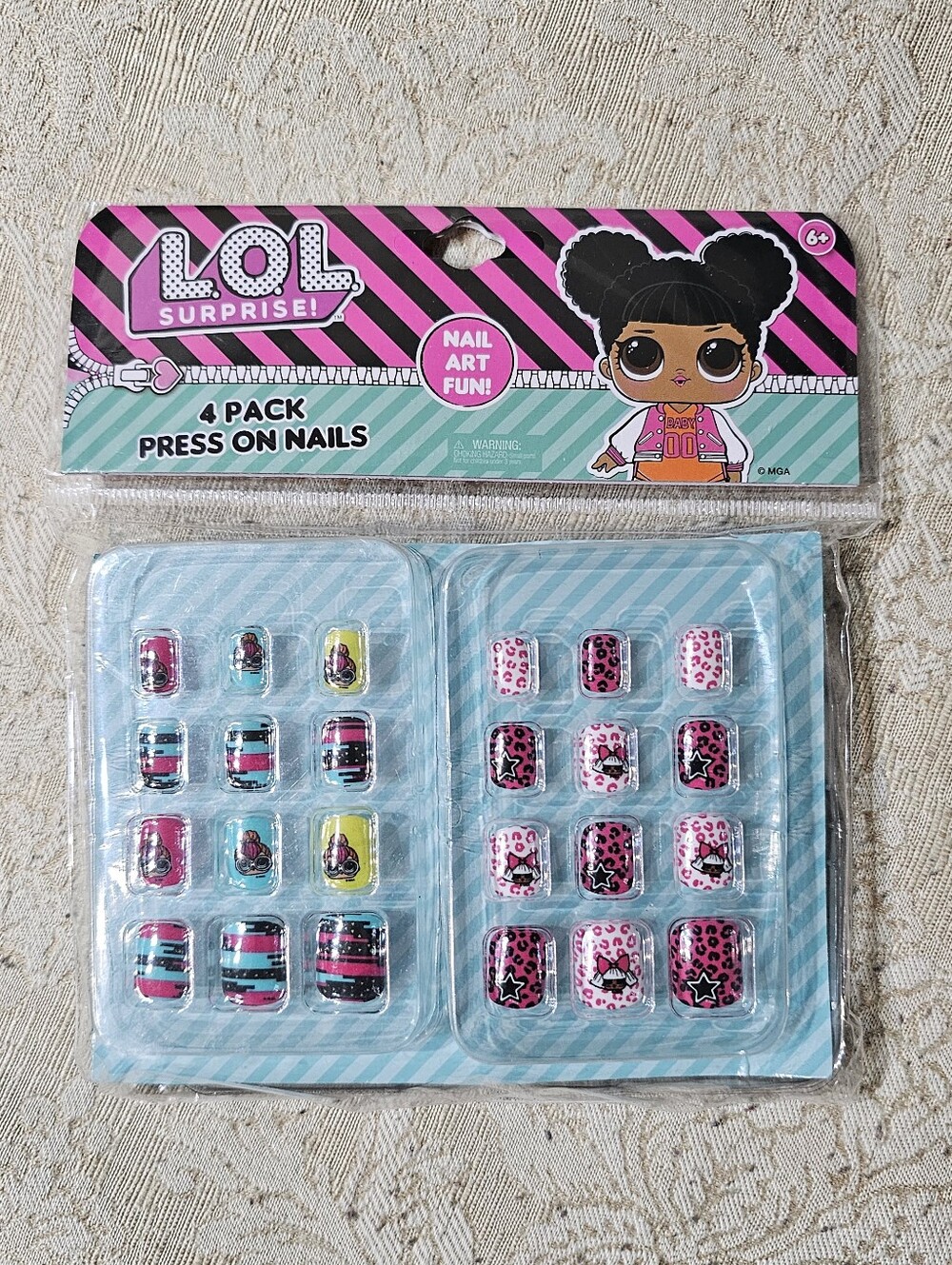 L.O.L. Surprise! Pink, Black, Aqua & Yellow Press-On Nail 4-Pack